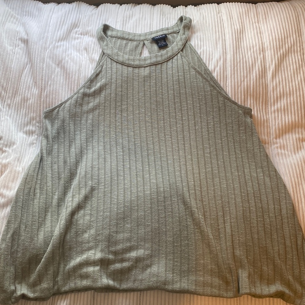 Green Torrid halter top full length